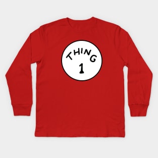 Thing 1 siblings couple matching Kids Long Sleeve T-Shirt